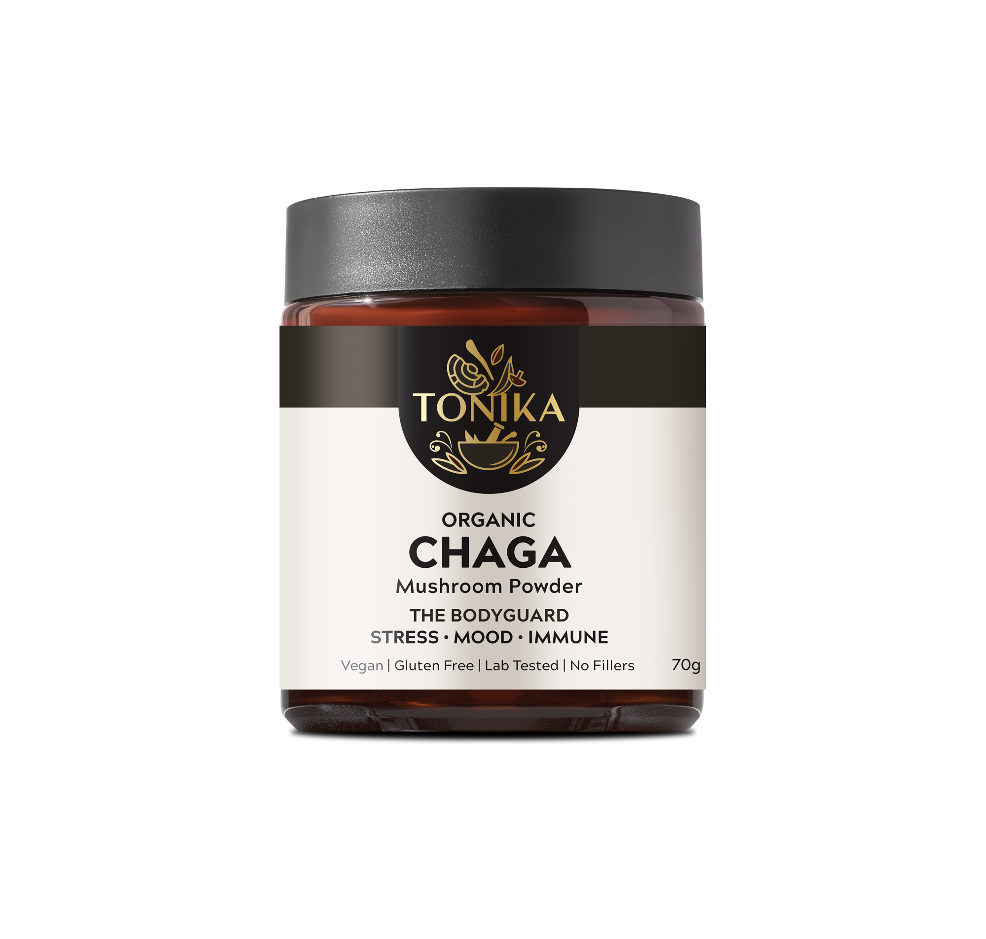 Chaga Mushroom Powder Glass Jar - THE BODYGUARD