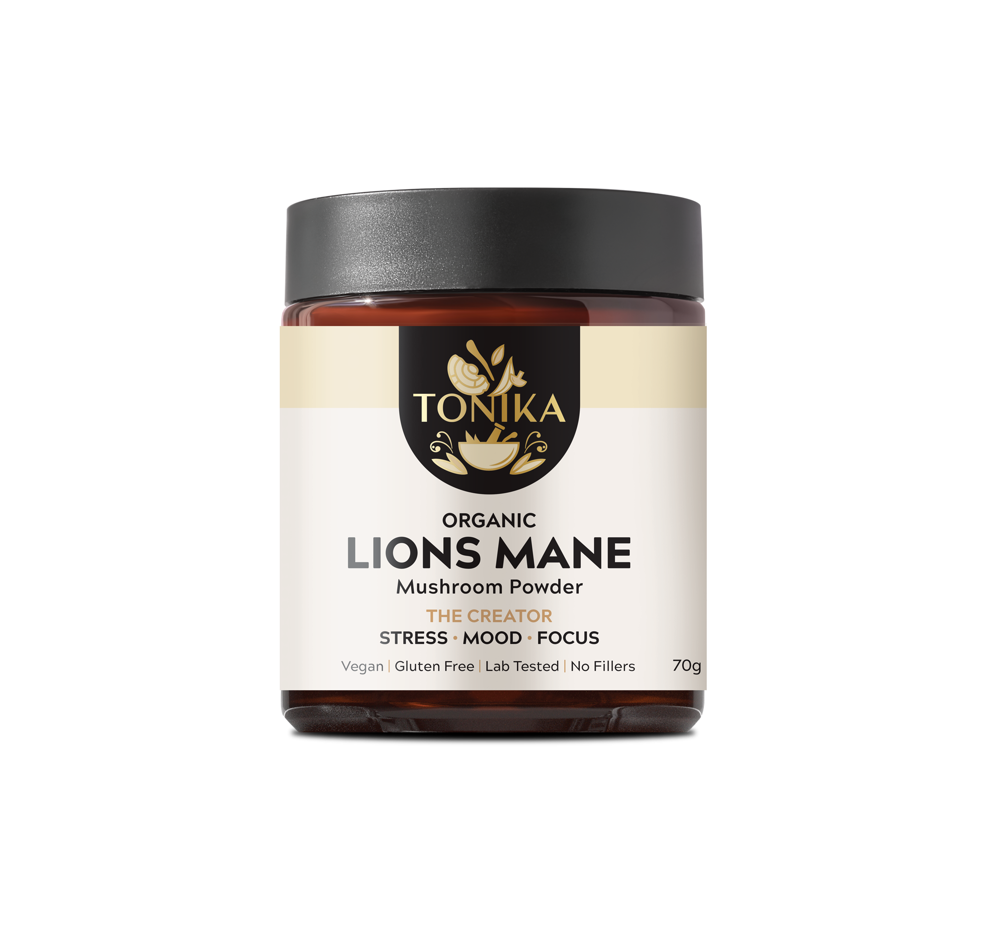 Organic Lion's Mane Powder Glass Jar - THE CREATOR