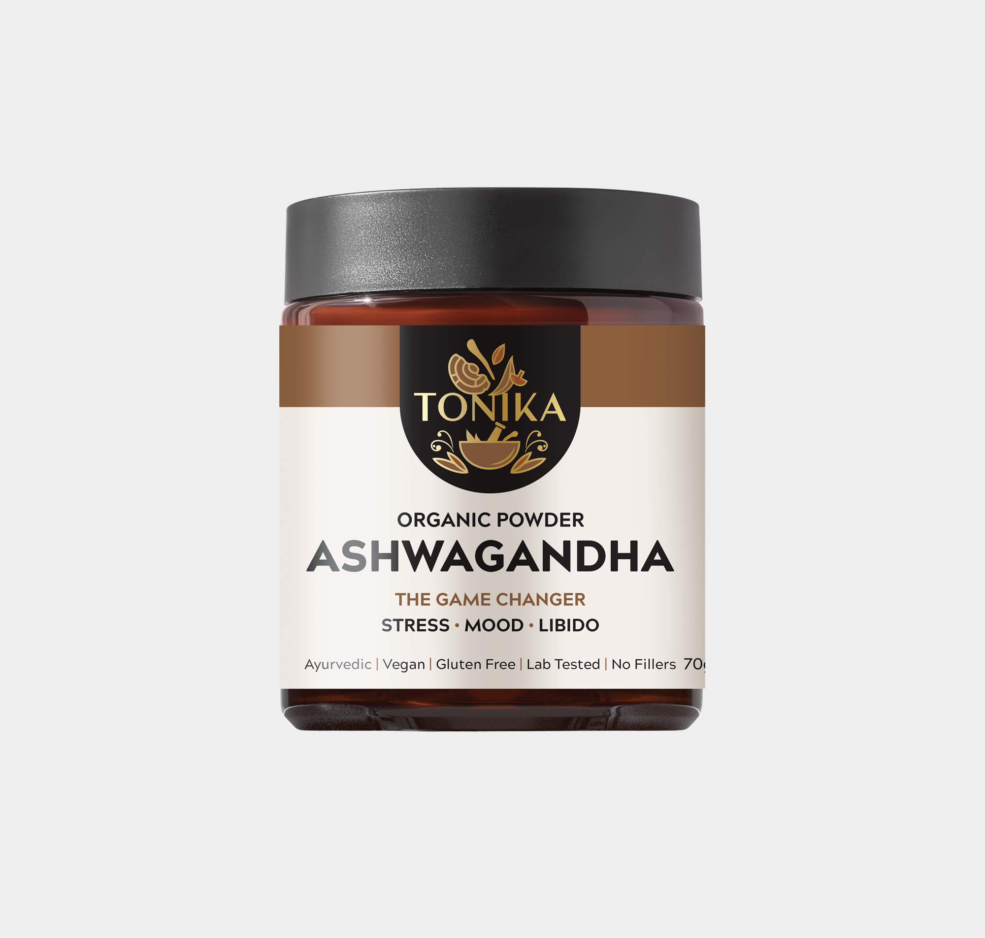 Organic Ashwagandha Powder Glass Jar - THE GAME CHANGER